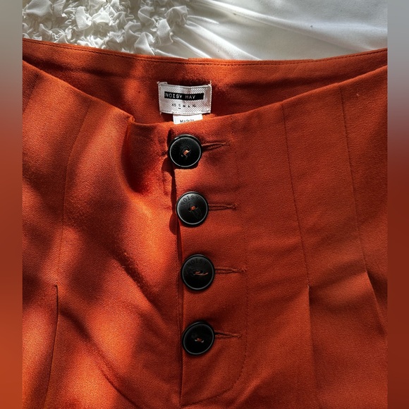 Orange Button Down Wide Leg Cropped Pant - Picture 2 of 3